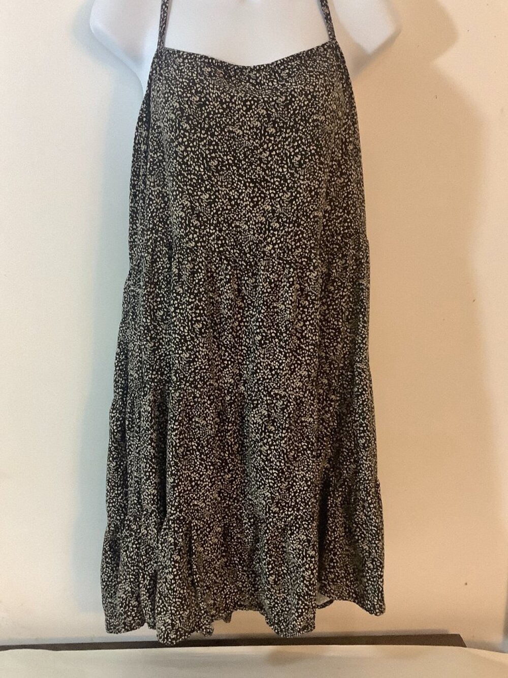 Old Navy Strap Dress XXL Black/Brown Ruffle Boho Hippy Flouncy